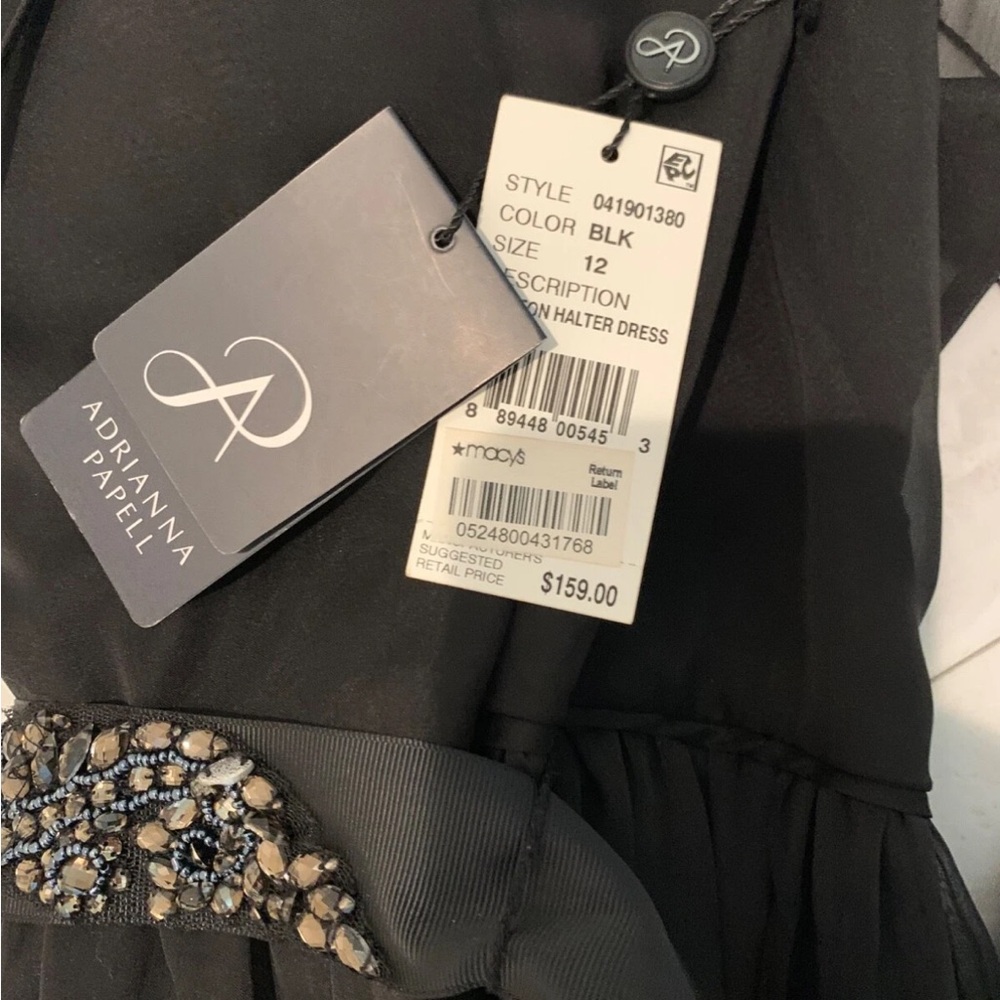 Adrianna Papell Black Strapless Dress with Embellished Waist - Picture 3 of 9